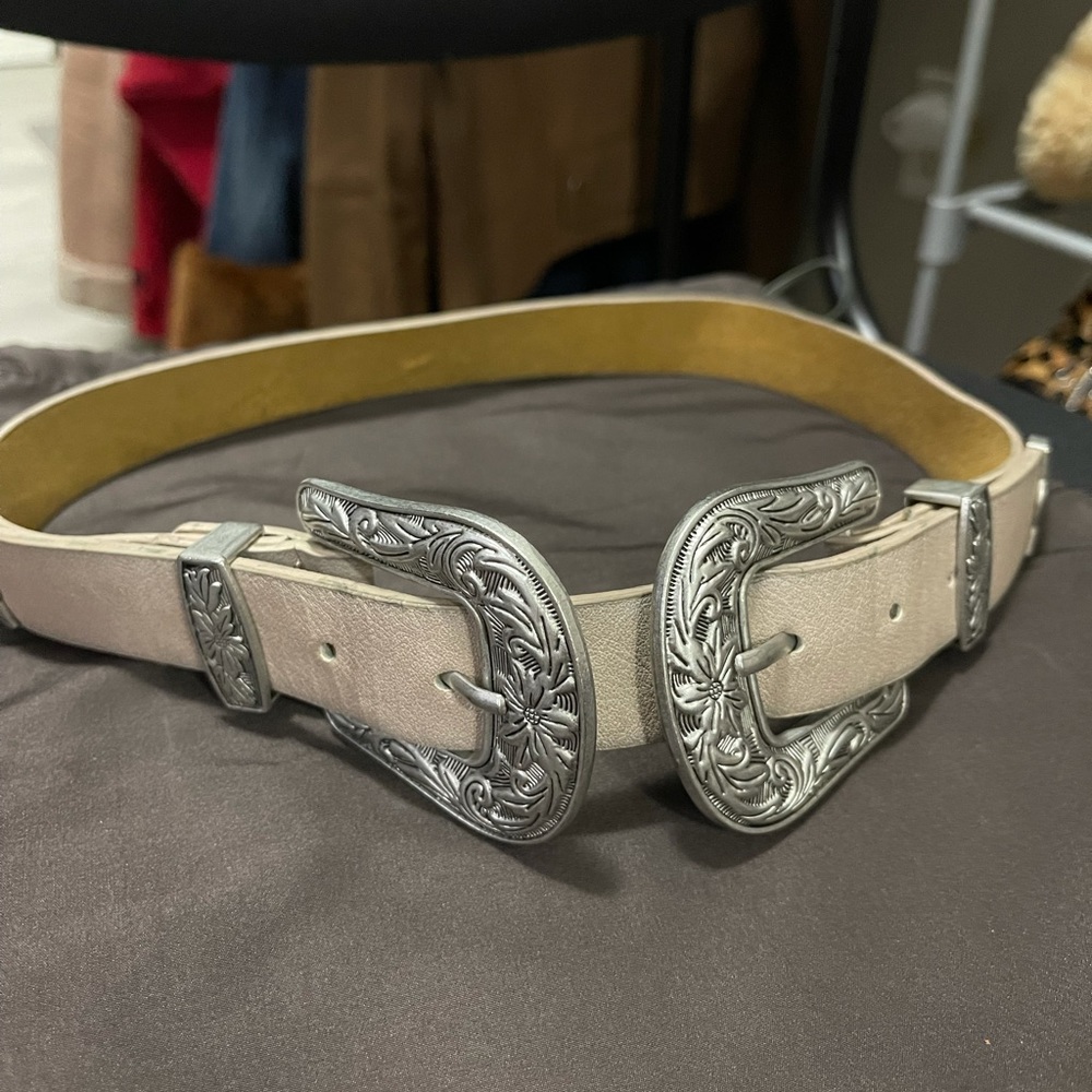 Double Buckle Belt Beige